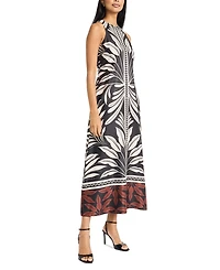 Donna Morgan Women's Halter Border-Print Maxi Dress