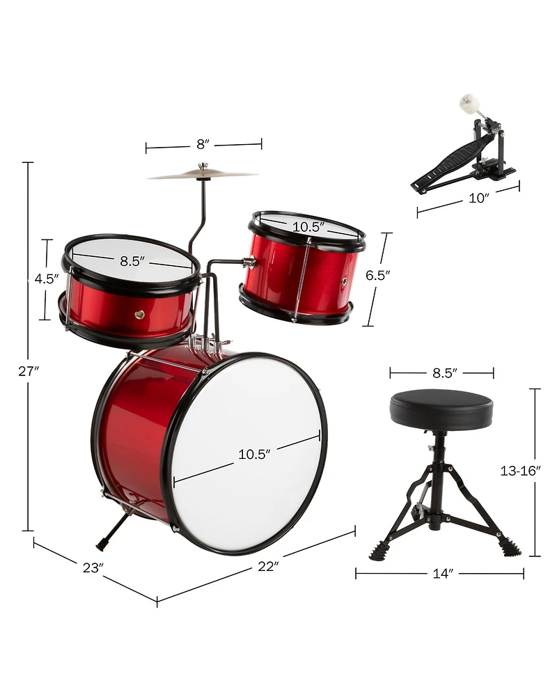 Hey Play 3-Piece Beginner Drum Set