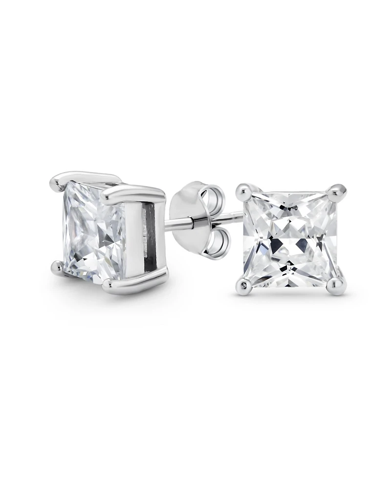 Bling Jewelry Square Cubic Zirconia Solitaire Cz Stud Earrings Sterling Silver