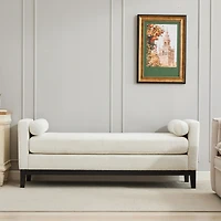 66" Upholstered Bench, Boucle Ottoman for Bedroom, Living Room, or Entryway-The Pop Home