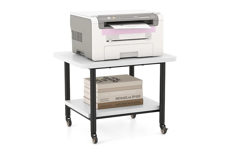 Under Desk Printer Stand with 360° Swivel Casters and Storage Shelves