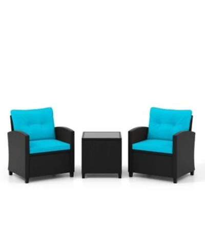 Gouun 3 Pieces Patio Furniture Set with Tempered Glass Table