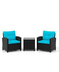 Gouun 3 Pieces Patio Furniture Set with Tempered Glass Table