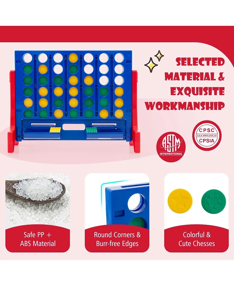 Gouun Jumbo 4-to-Score Connect Game Set with Carrying Bag and 42 Coins