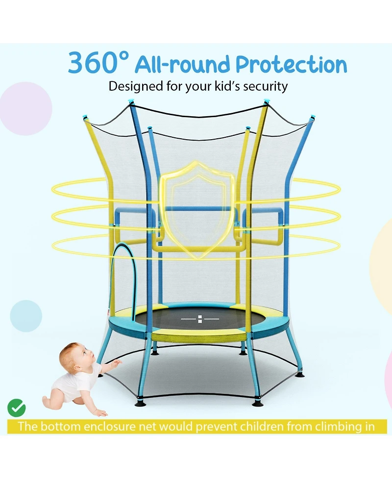 Gouun Mini Trampoline for Kids with Safety Enclosure Net and Foam Handles