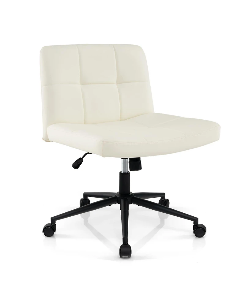 Gouun Height-adjustable Armless Desk Chair with Wheels for Home Office Make Up