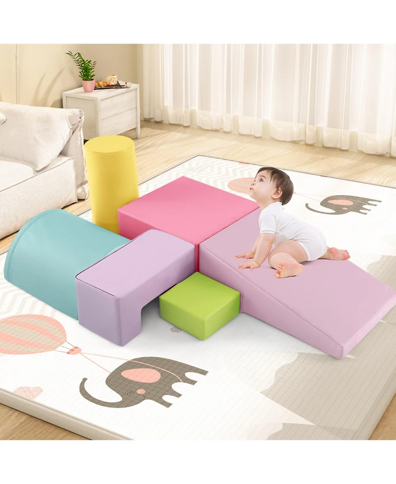 Gouun 6 Pieces Foam Climbing Blocks Indoor Climb and Crawl Activity Playset with Rectangles