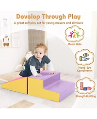 Gouun 2-Piece Step and Slide Climber for Infants and Toddlers Baby Soft Play Set Foam Blocks