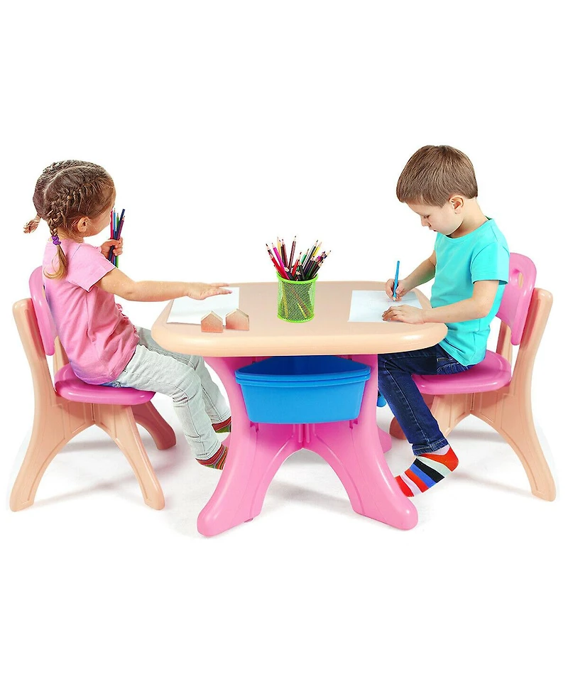 Gouun In/Outdoor 3-Piece Plastic Children Play Table & Chair Set