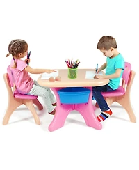 Gouun In/Outdoor 3-Piece Plastic Children Play Table & Chair Set