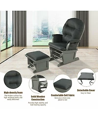 Gouun Wood Baby Glider and Ottoman Cushion Set with Padded Armrests for Nursing