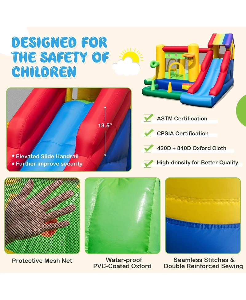Gouun Inflatable Bounce Castle with Double Slides and 735W Blower