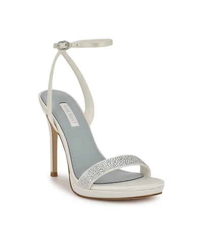 Nine West Women's Loola Bridal Satin High Stiletto Sandals
