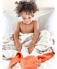 GooseWaddle Toddler Triangles and Mint Oversized Bamboo Muslin Quilted Blanket