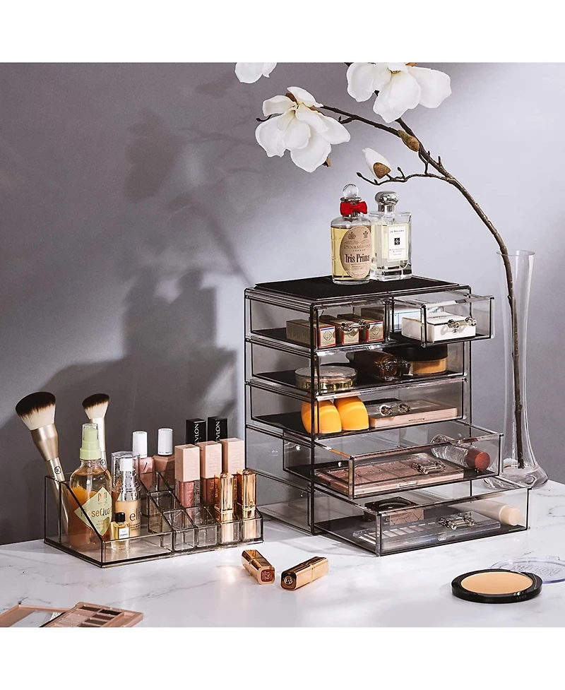 Sorbus 2 Piece Acrylic Makeup and Jewelry Storage Organizer Case (6 Drawers Lipstick Tray