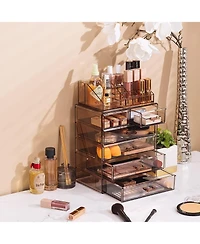 Sorbus 2 Piece Acrylic Makeup and Jewelry Storage Organizer Case (6 Drawers Lipstick Tray