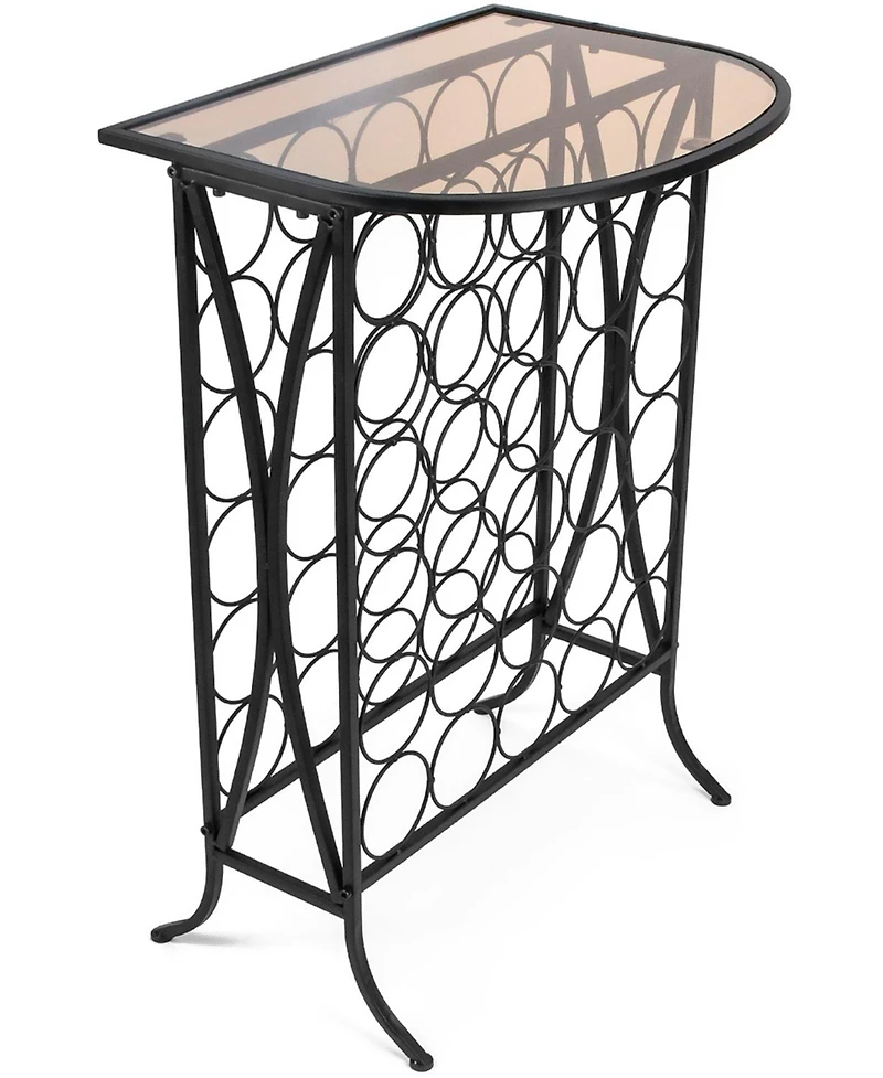 Sorbus Wine Rack Stand Bordeaux Chateau Style with Glass Table - Holds 30 Bottles