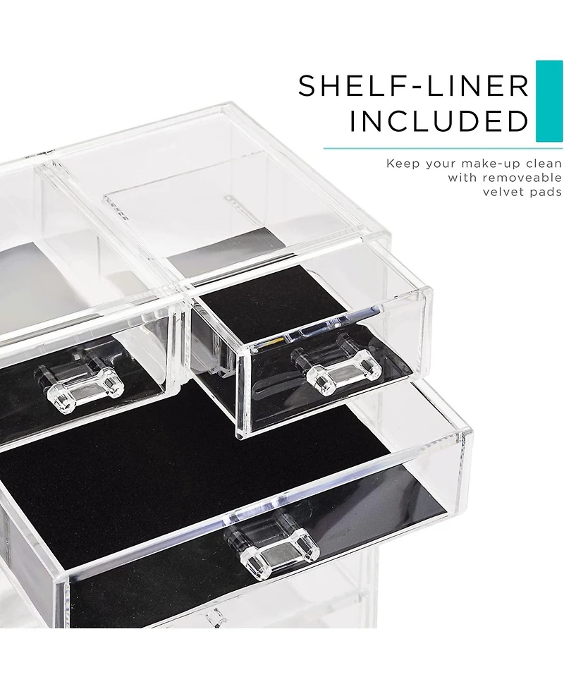 Sorbus 2 Piece Acrylic Makeup and Jewelry Storage Organizer Case (6 Drawers Lipstick Tray