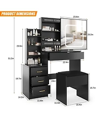 gaomon Vanity Desk with Sliding Mirror and Lights