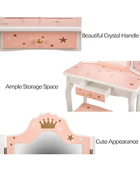 gaomon Kids Vanity Set, Girls Vanity Set with Mirror and Stool