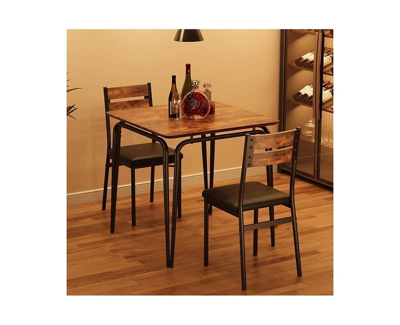 Dining Table for 2, Small Table and Chairs Set of 2, Square Dinette Set for 2, Dinner Table Set, 3 Piece Kitchen & Dining Room Sets for Small Space