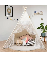 Gymax Kids Lace Teepee Tent Folding Children Playhouse W/Bag Christmas