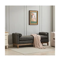 66" Upholstered Bench Daybed Ottoman with Wood Legs for Bedroom, Living Room, Entryway-The Pop Home