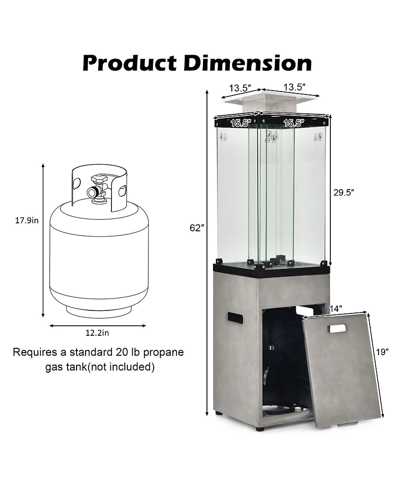 Gouun 41 000 Btu Propane Patio Heater with Metal Hood
