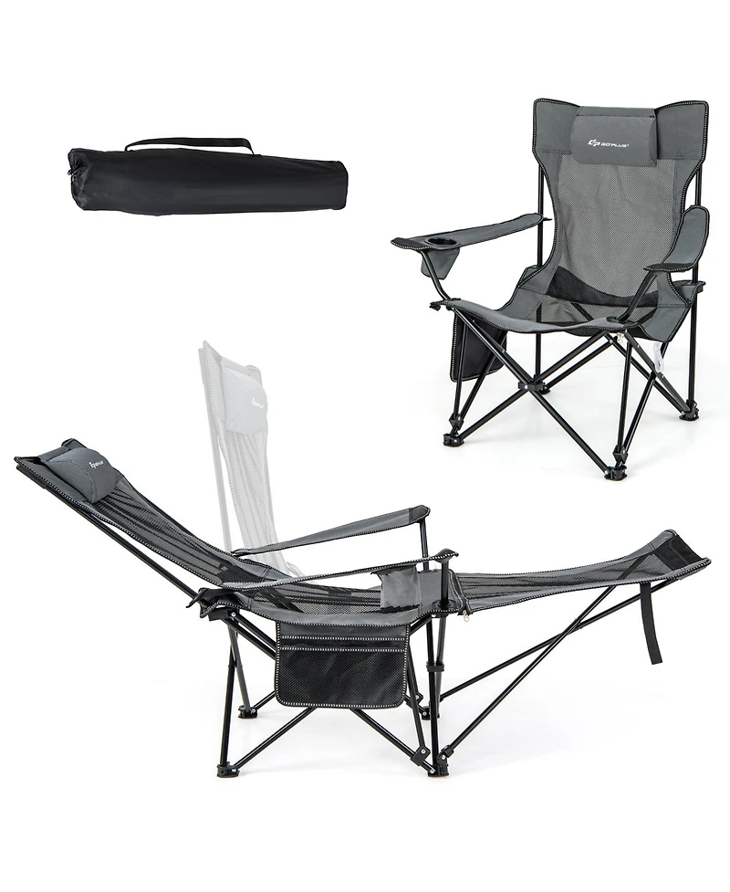 Gouun Camping Lounge Chair with Detachable Footrest Adjustable Backrest