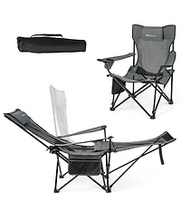 Gouun Camping Lounge Chair with Detachable Footrest Adjustable Backrest