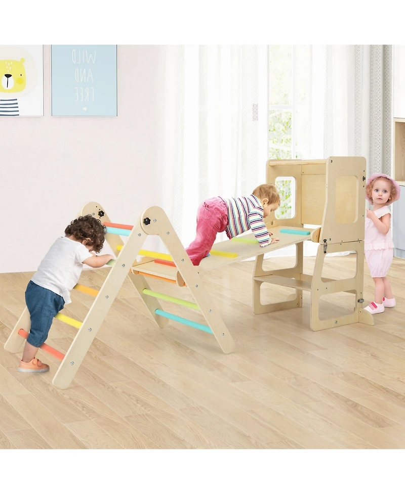 Gouun 7-in-1 Toddler Climbing Toy Connected Table and Chair Set for Boys and Girls Aged 3-14 Years Old