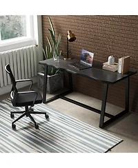 Gouun 63" Large Dining Table with Wavy Edge and Heavy-duty Metal Frame