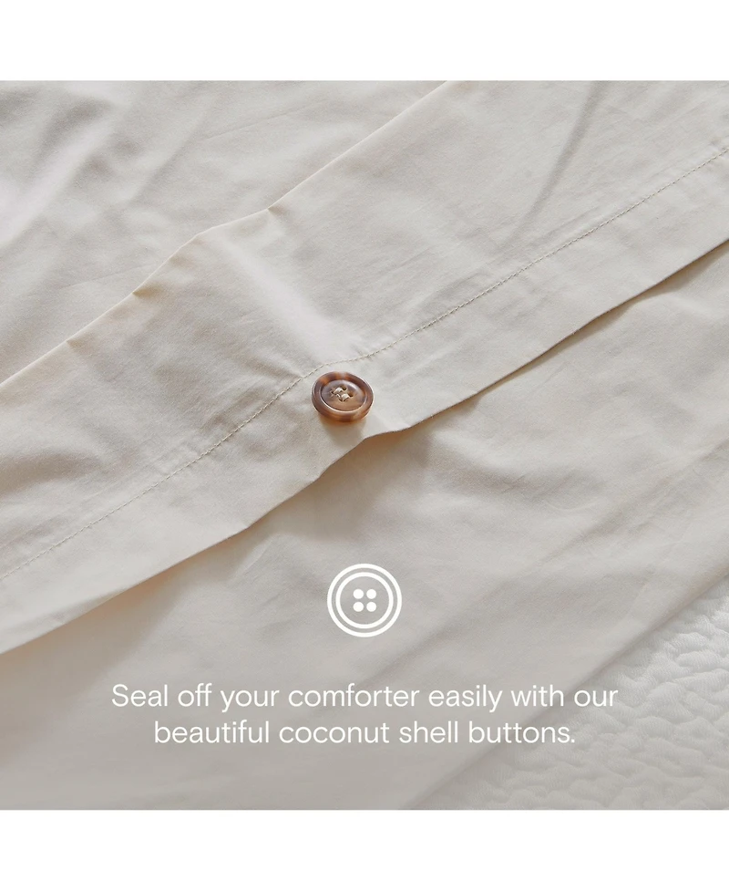 Doz by Sijo 100% Gots Certified Organic Percale Cotton Duvet Cover Set, Hotel Crisp Cool