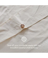 Doz by Sijo 100% Gots Certified Organic Percale Cotton Duvet Cover Set, Hotel Crisp Cool