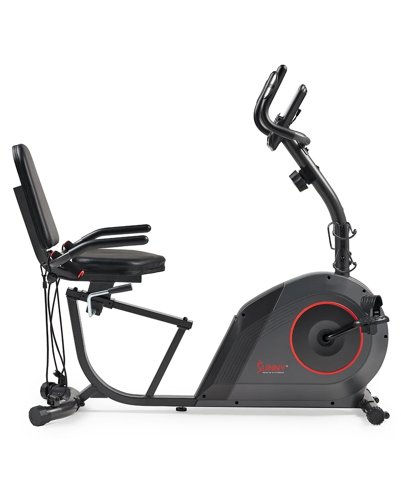Sunny Health & Fitness Smart Corezy Recumbent Bike + Resistance Bands, 300LB with Free SunnyFit App Via Bluetooth