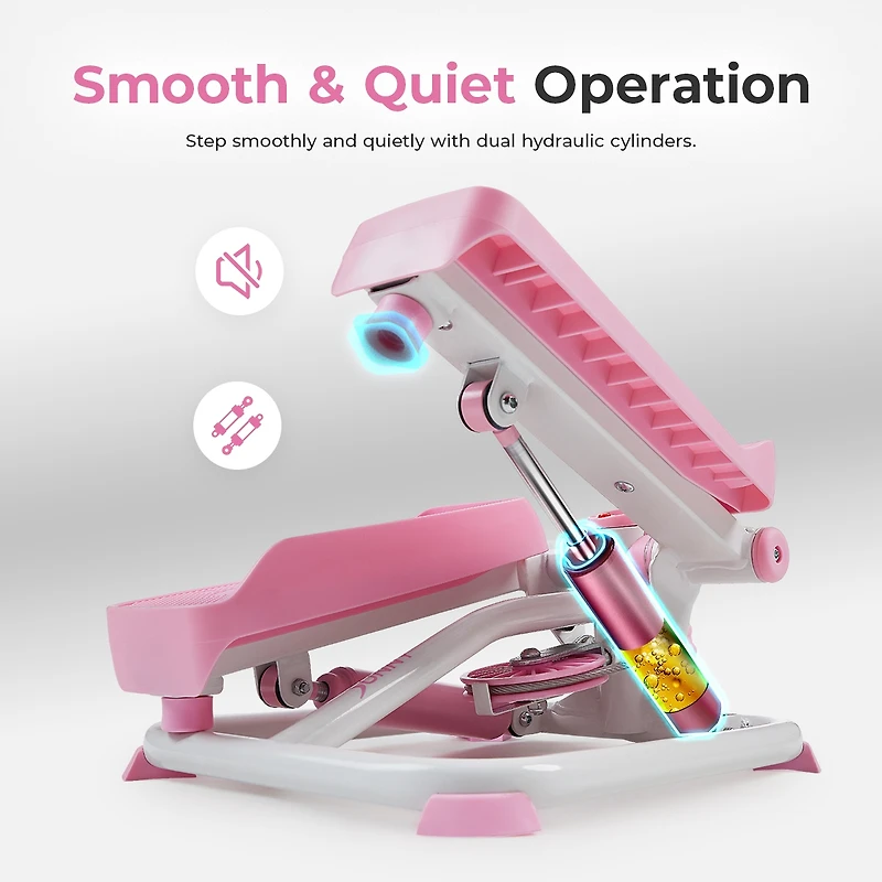 Sunny Health & Fitness Pink Smart Mini Stepper, Stair Step Stepper Full-Body Workout with Free SunnyFit App Connection
