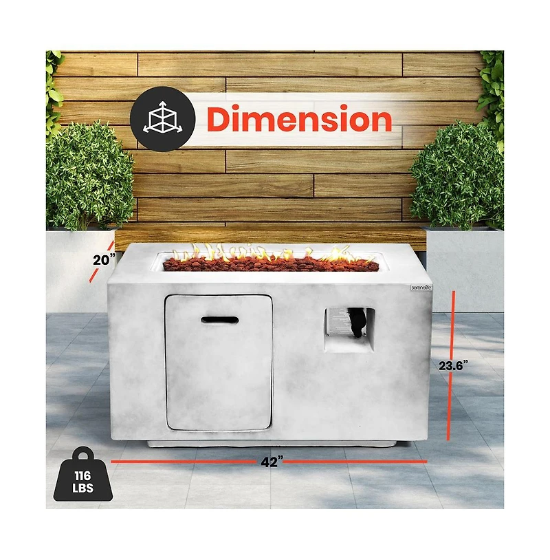 SereneLife 50,000 Btu Propane Gas Fire Pit Table with Lava Rocks and Cover