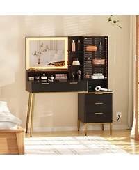 gaomon Makeup Vanity Desk with Lights & Power Outlet