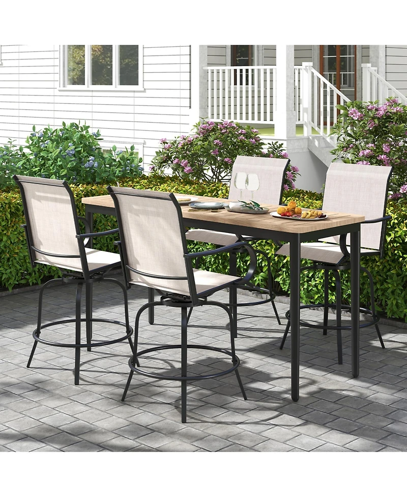 Gouun 2 Pieces 360 Rotating Bar Stool Set with Armrests for Patio