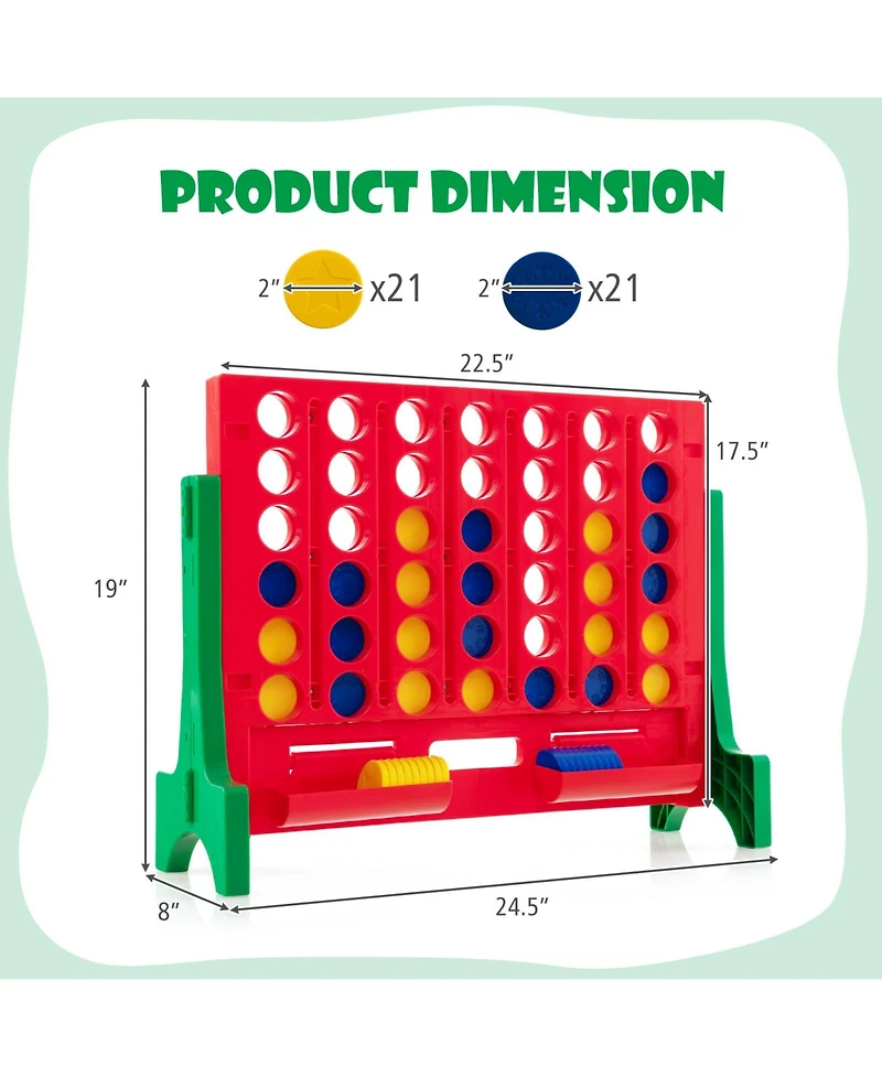 Gouun Jumbo 4-to-Score Connect Game Set with Carrying Bag and 42 Coins