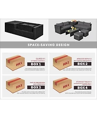 Gouun 8 Pieces Patio Rattan Storage Table Furniture Set