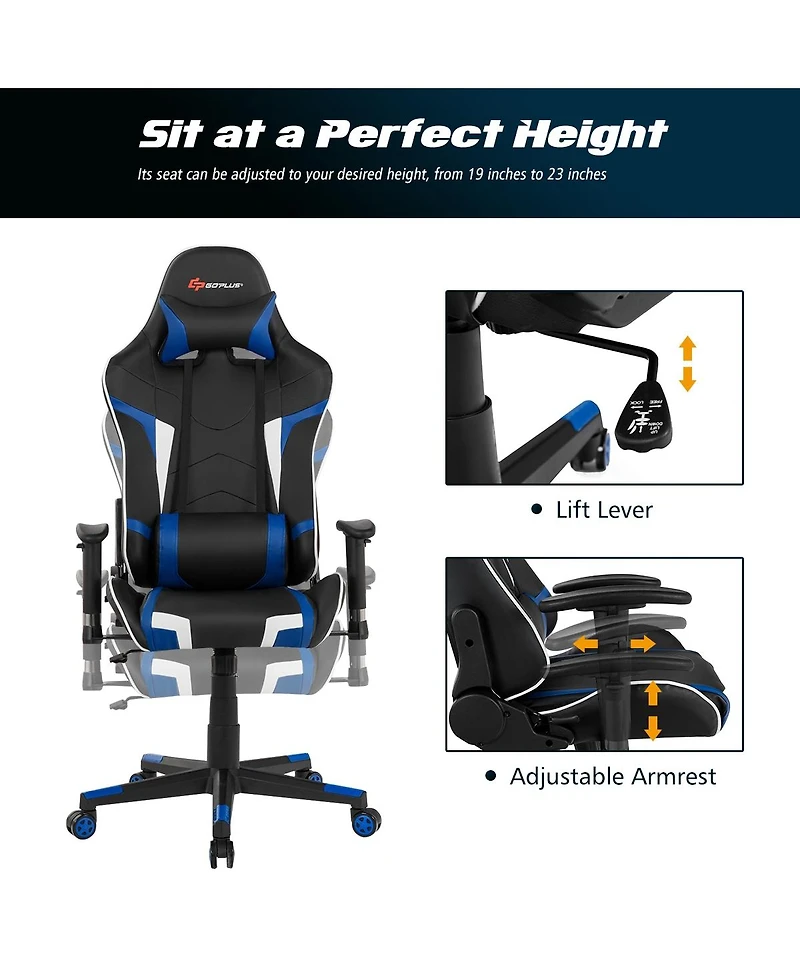 Gouun Reclining Swivel Massage Gaming Chair with Lumbar Support