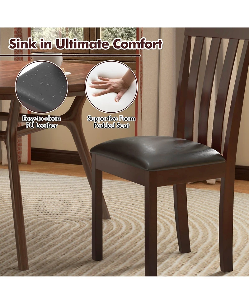 Gouun Dining Chair Set of 2 Upholstered Wooden Kitchen Chairs with Padded Seat and Rubber Wood Frame