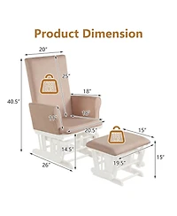 Gouun Baby Nursery Relax Rocker Rocking Chair Glider and Ottoman Cushion Set