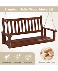 Gouun 3-Person Wooden Outdoor Porch Swing with 800 lbs Weight Capacity