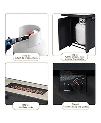 Gouun 9 Pieces Outdoor Patio Furniture Set with 42 Inch Propane Fire Pit Table