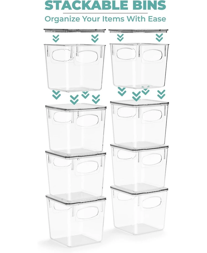 Sorbus Clear Plastic Container Bins W/ Lids (Small 4 Pack)