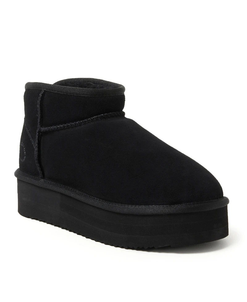 Fireside by Dearfoams Women's Kingston Genuine Shearling Platform Bootie