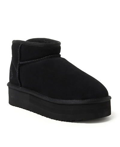 Fireside by Dearfoams Women's Kingston Genuine Shearling Platform Bootie