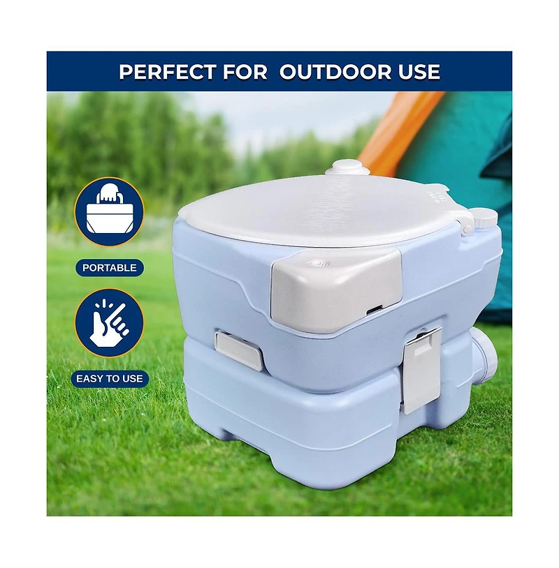 SereneLife 15-Liter Outdoor Portable Toilet with Extra Large Seat, Moonwhite